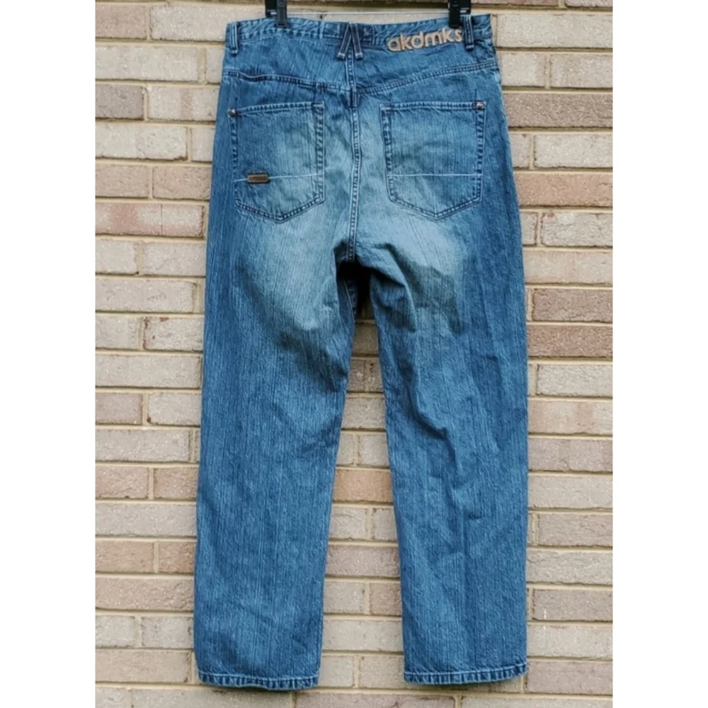Akademiks Baggy Vintage Jeans Paint Splatter Velvet Feel 36 X 33